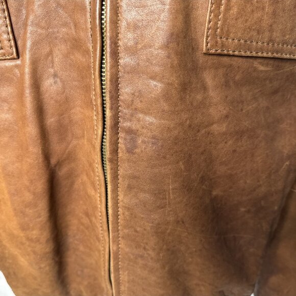 Wilsons Leather Jacket Mens XL Brown Cafe Racer Bomber Biker Moto - Picture 5 of 15